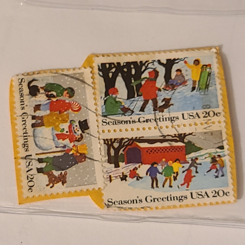Vintage Season's Greetings Stamps